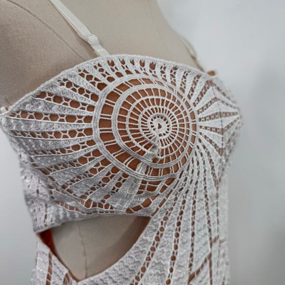 Jonathan Simkhai Jamie Dress White Fossil Guipure Lace Wedding Party LWD Size 12 - Picture 6 of 16